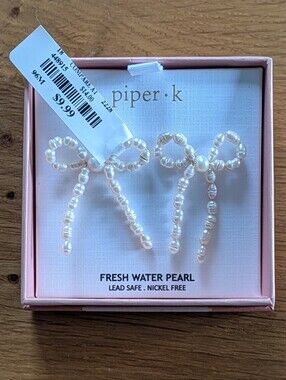 Pearl Bow Earrings, NWT NIB